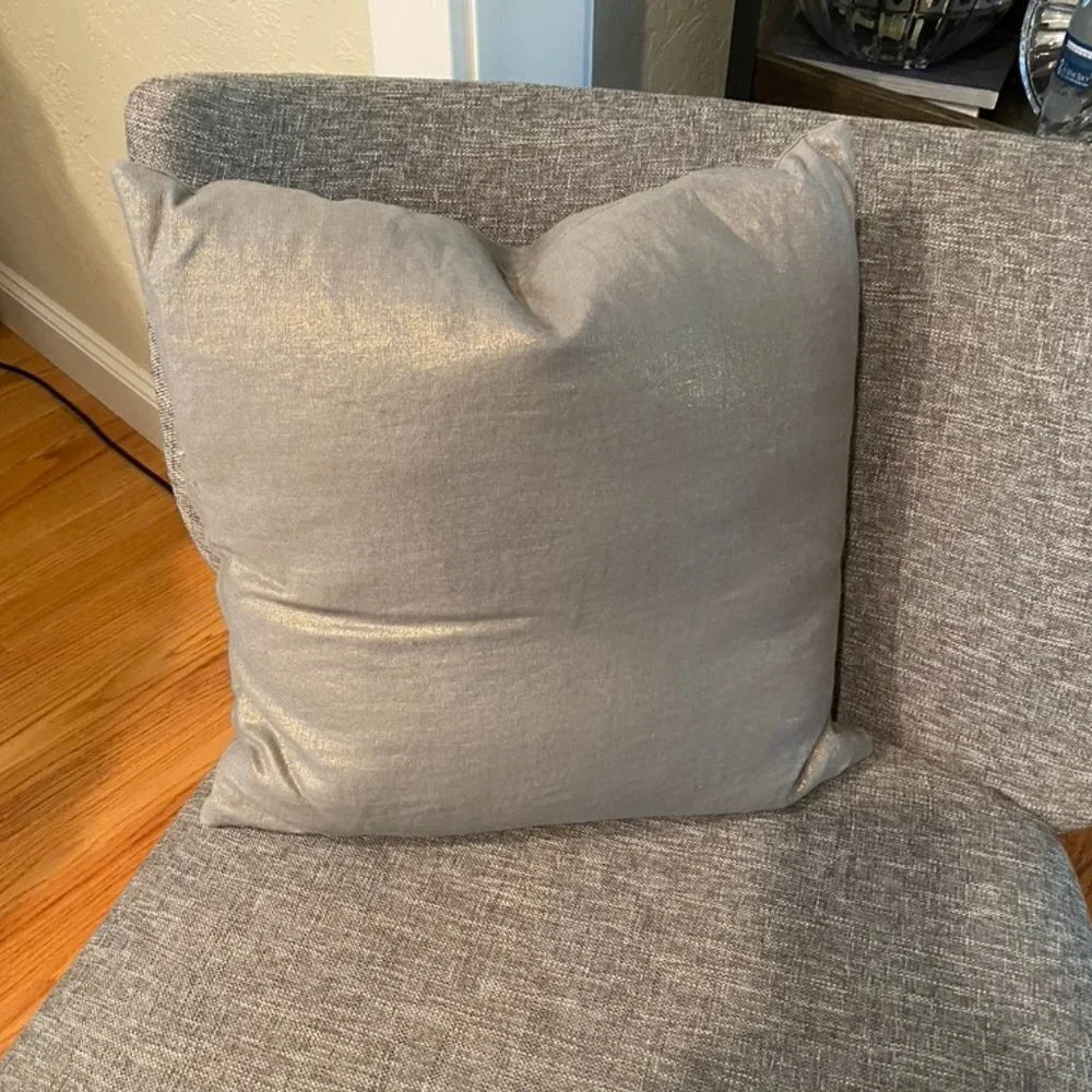 silver toned linen pillow